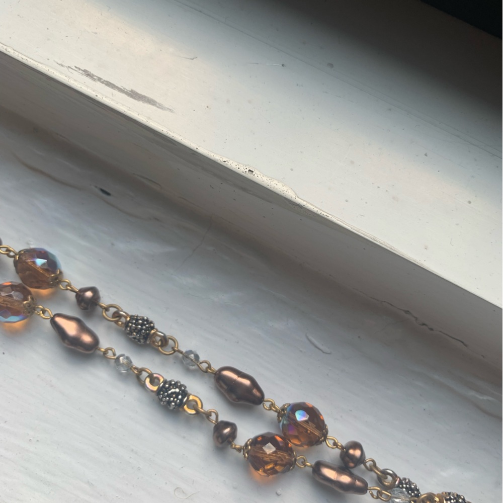 Topaz and Silver bead long necklace